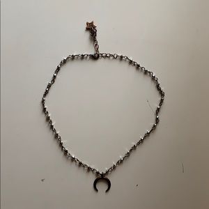 Crescent Gemstone Choker Necklace